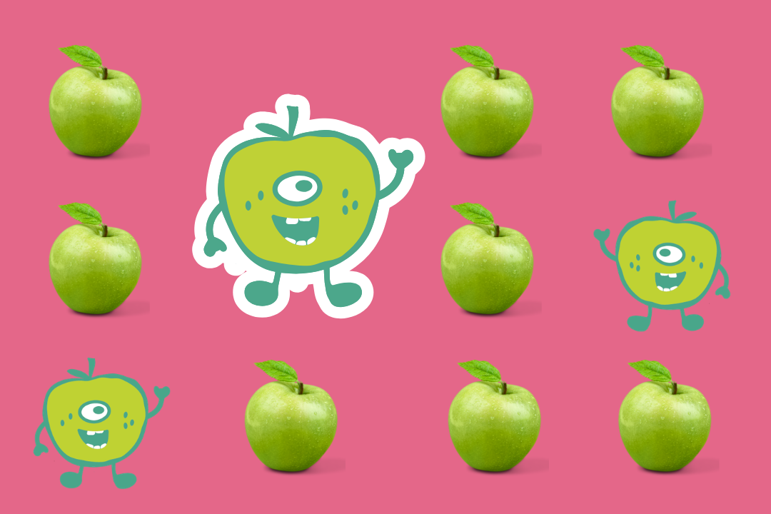 Apfel für Kinder erklärt mit Apfelmut dem Apfelmonster – gesunde Ernährung mit Äpfeln kindgerecht dargestellt