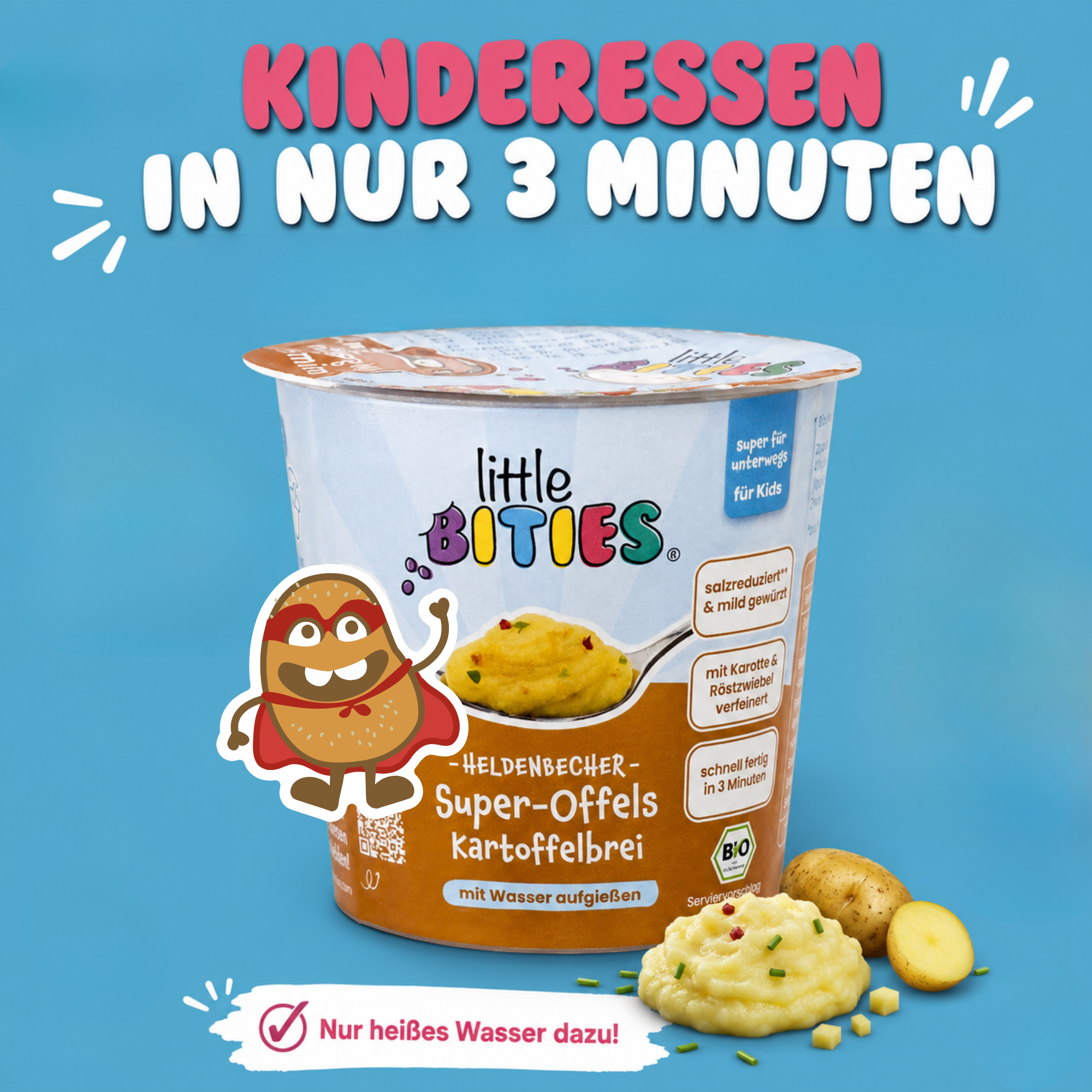 Heldenbecher Super-Offels Kartoffelbrei – Bio Kartoffelbrei Cup für Kinder